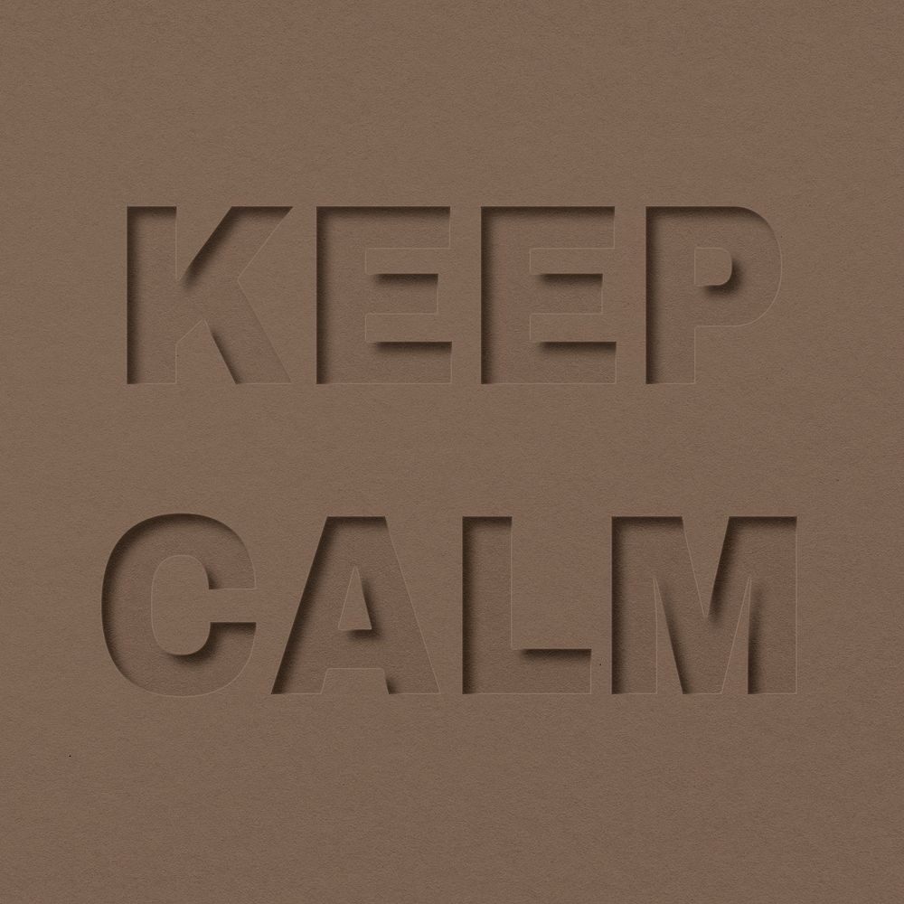 Keep calm word paper cut font shadow typography