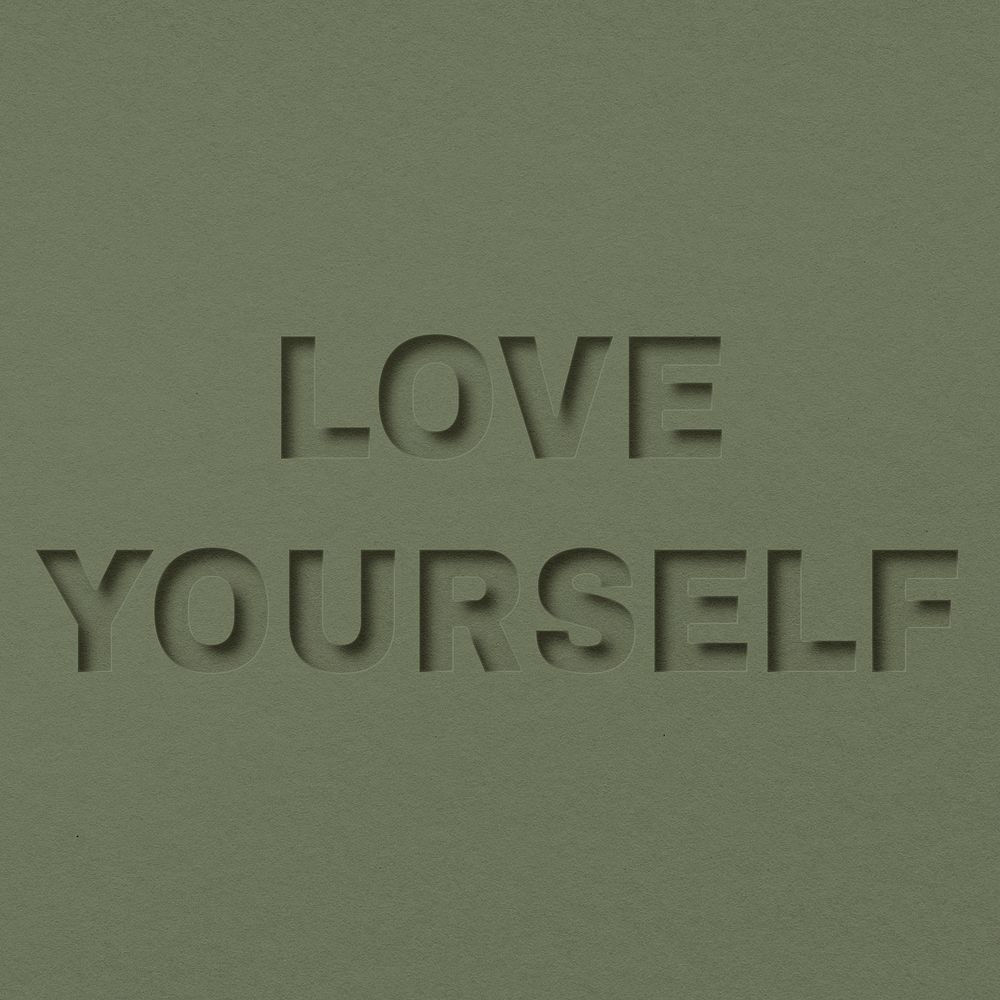 Love yourself text typeface paper texture