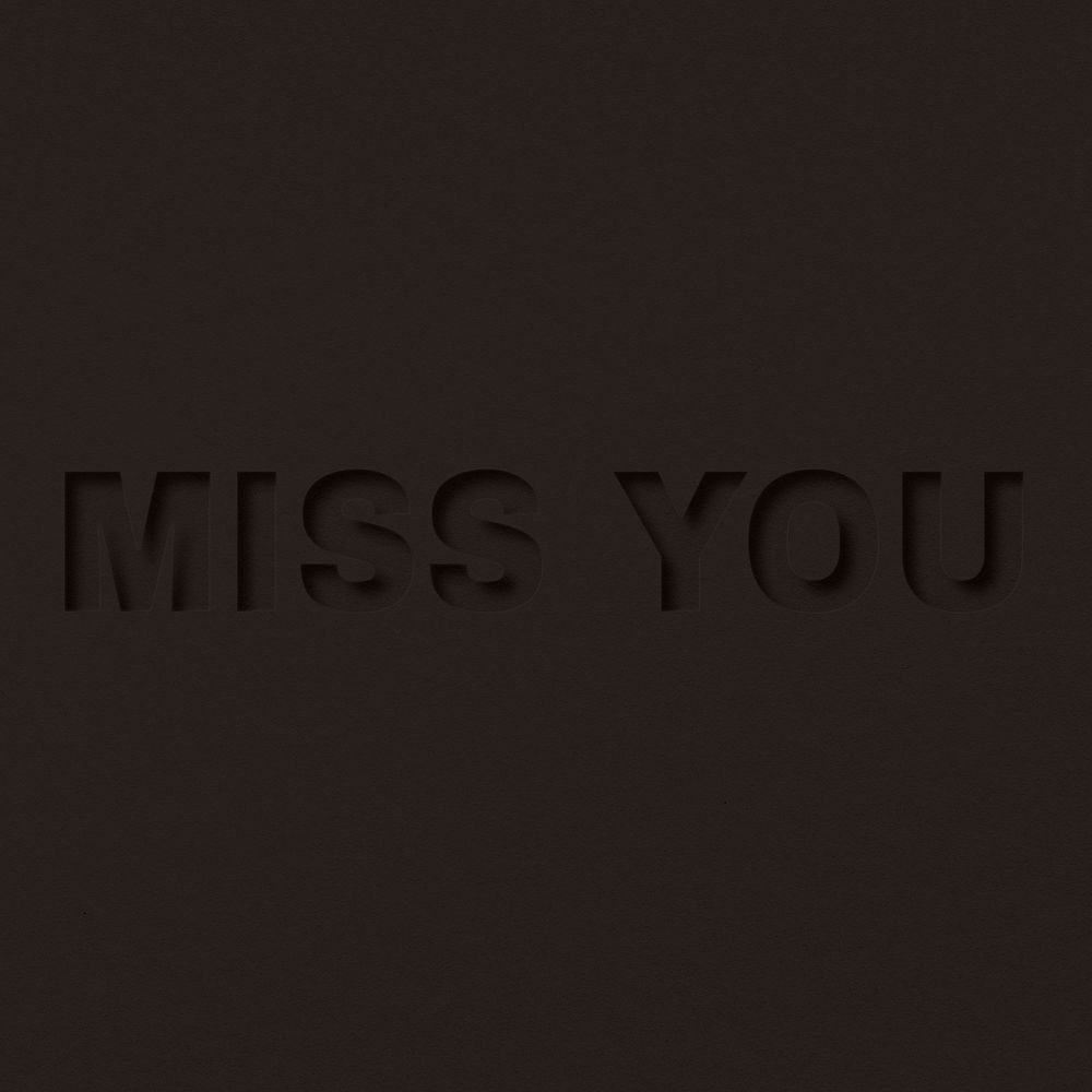 Miss you word bold paper cut font typography