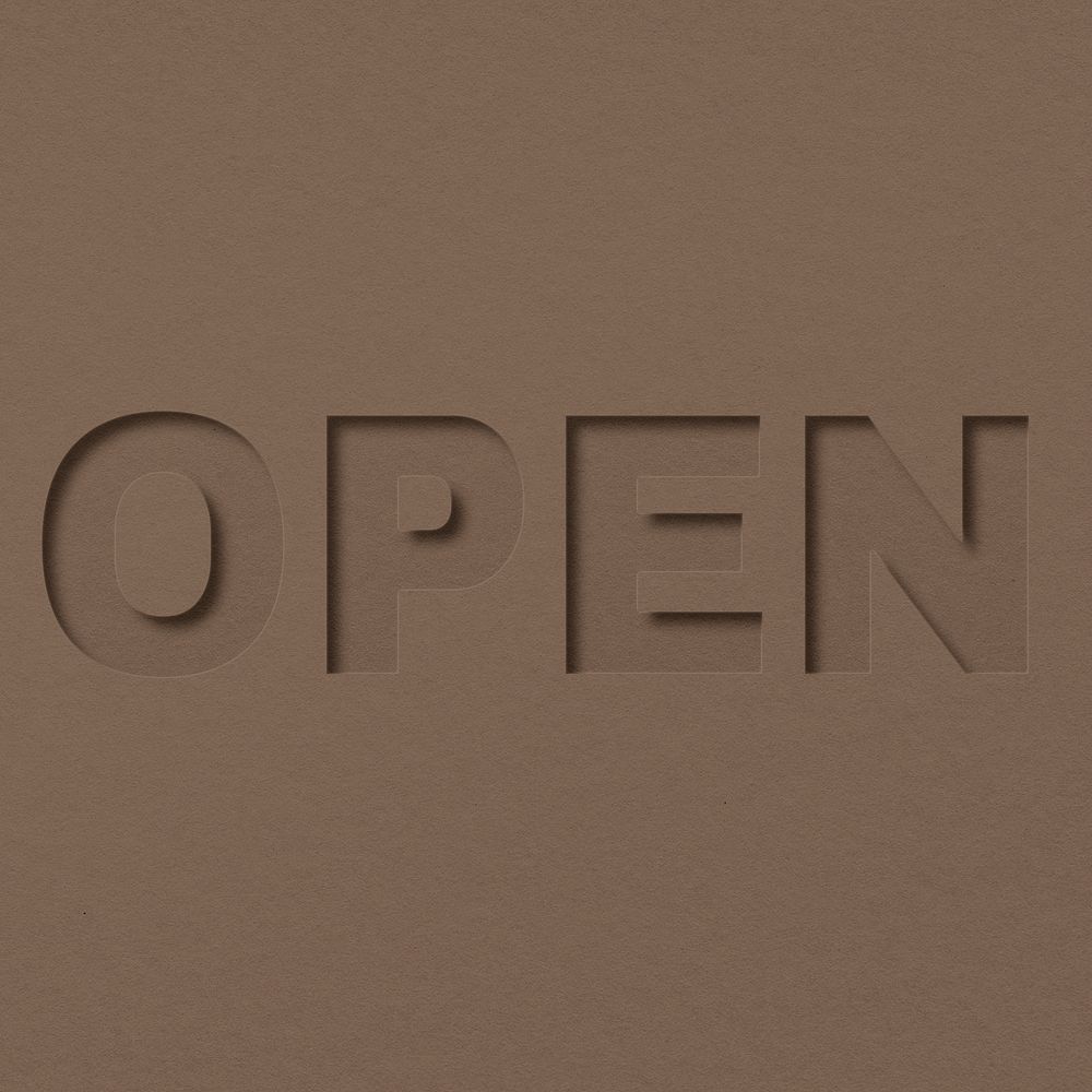Open word bold paper cut font typography
