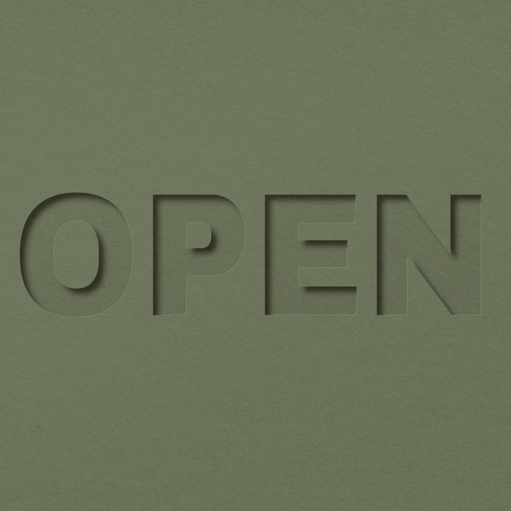 Open word bold font typography paper texture