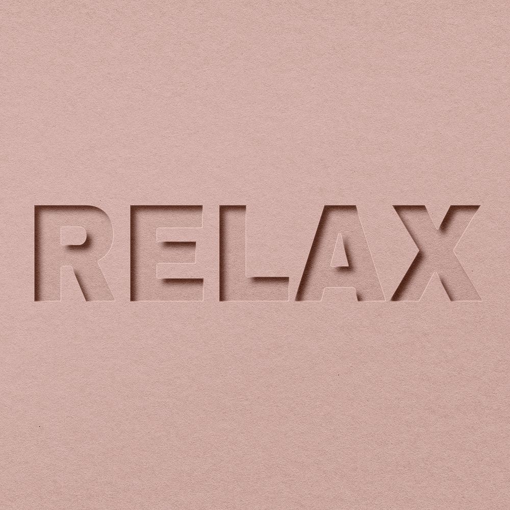 Relax word bold paper cut font typography