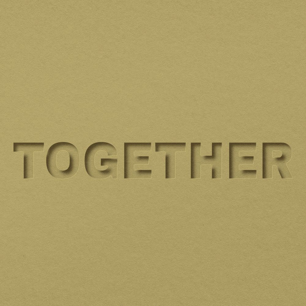Together word bold font typography paper texture
