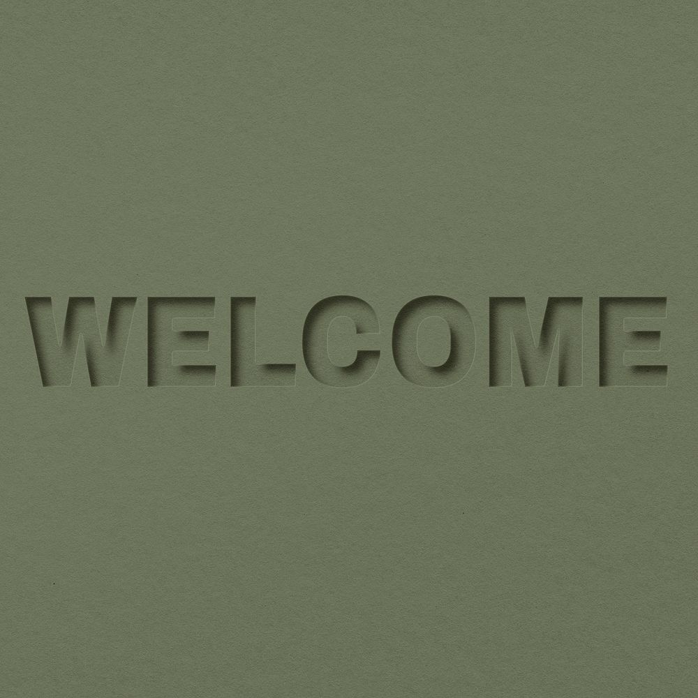 Welcome word bold paper cut font typography