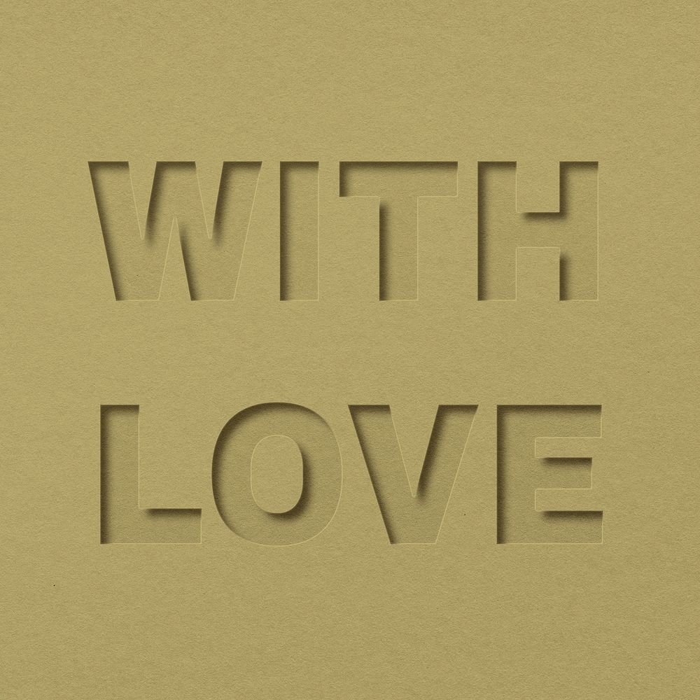 With love word bold paper cut font typography