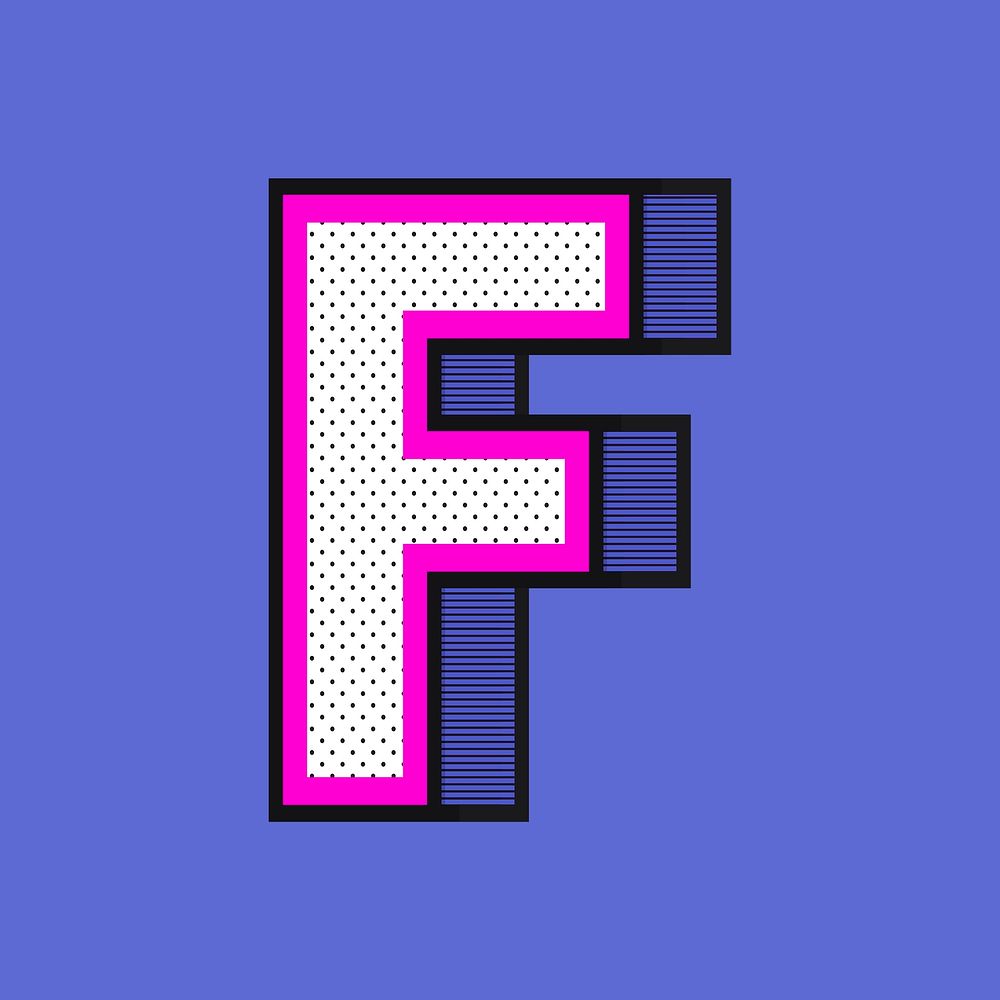 Psd letter F isometric halftone effect typography