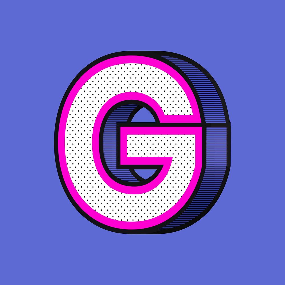 Letter G 3D psd halftone effect typography