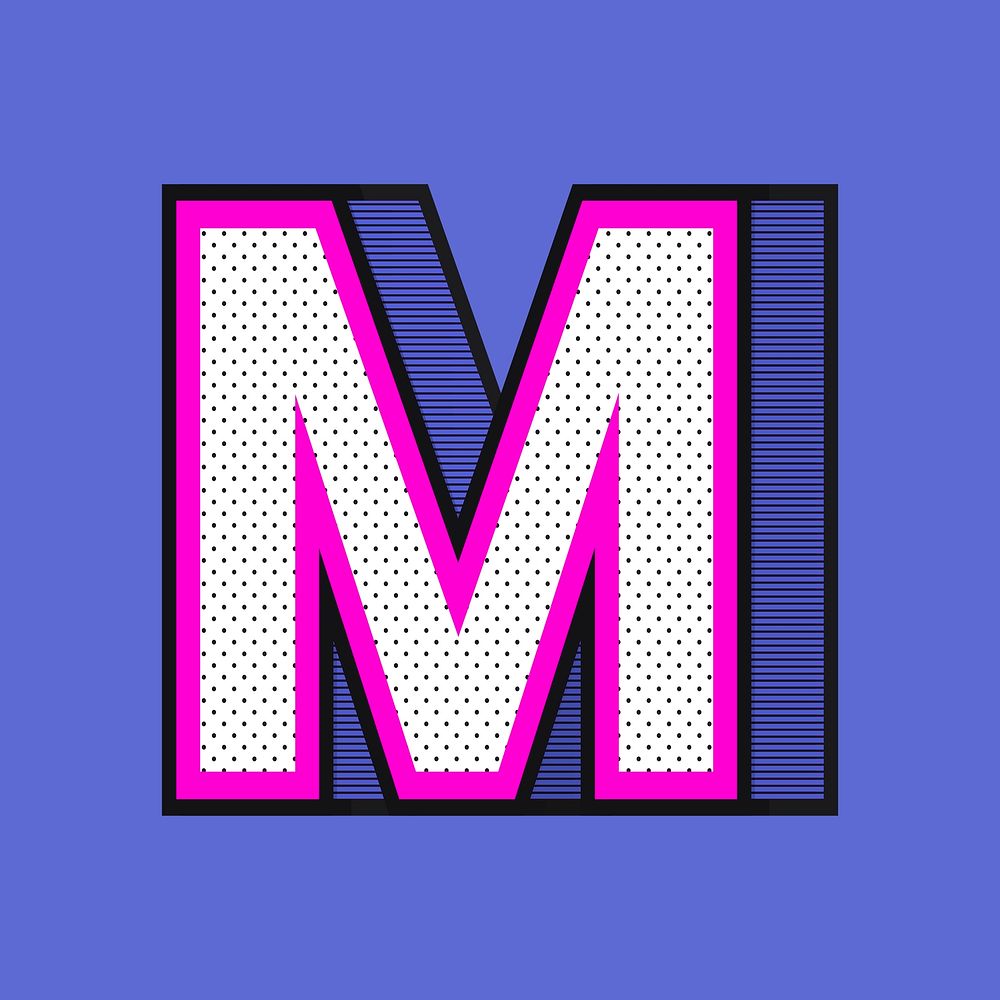 Letter M 3D psd halftone effect typography
