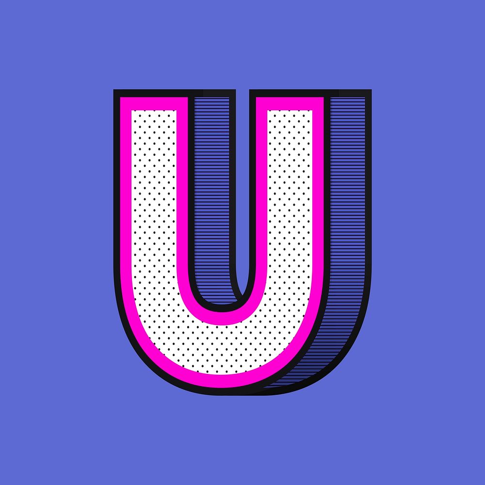 Letter T isometric halftone effect typography