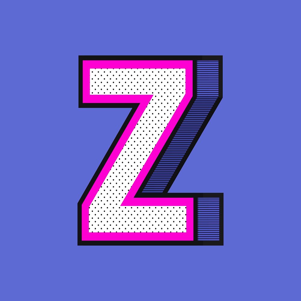 Alphabet Z psd isometric halftone effect typography