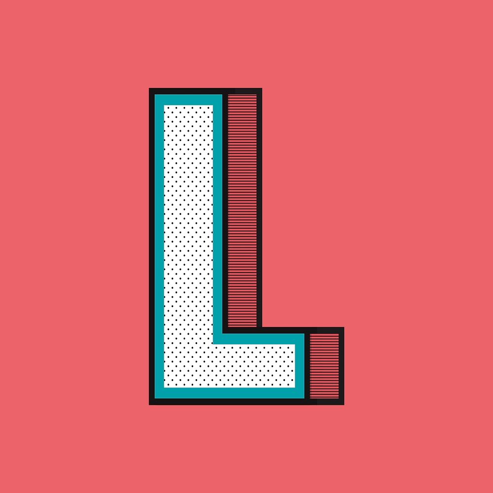 3D letter L isometric halftone style typography psd