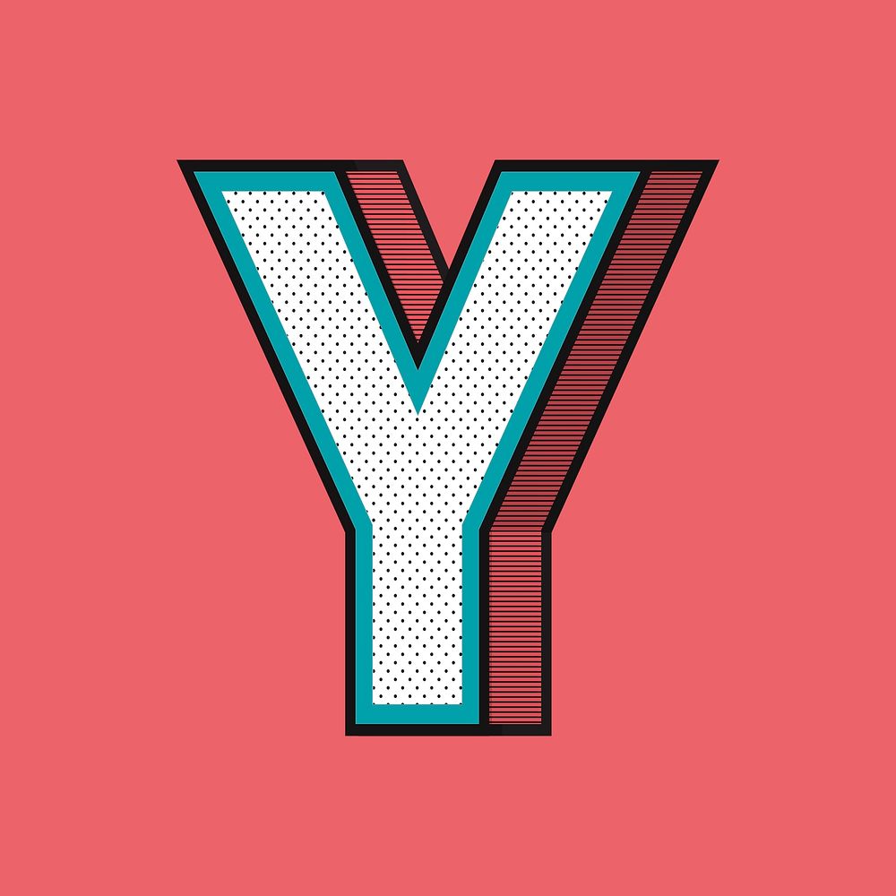 Letter Y isometric halftone effect typography psd