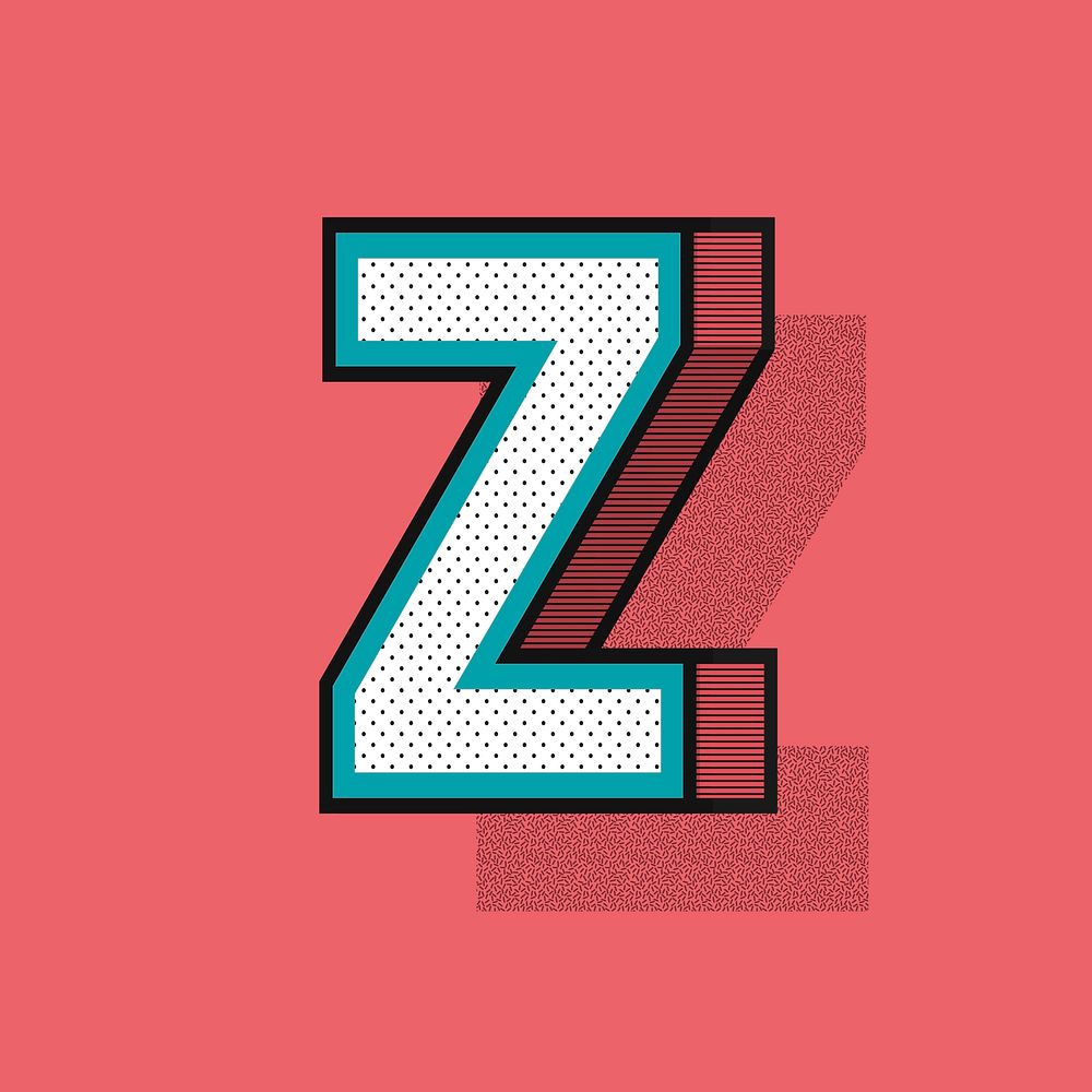 3D letter Z isometric halftone style typography