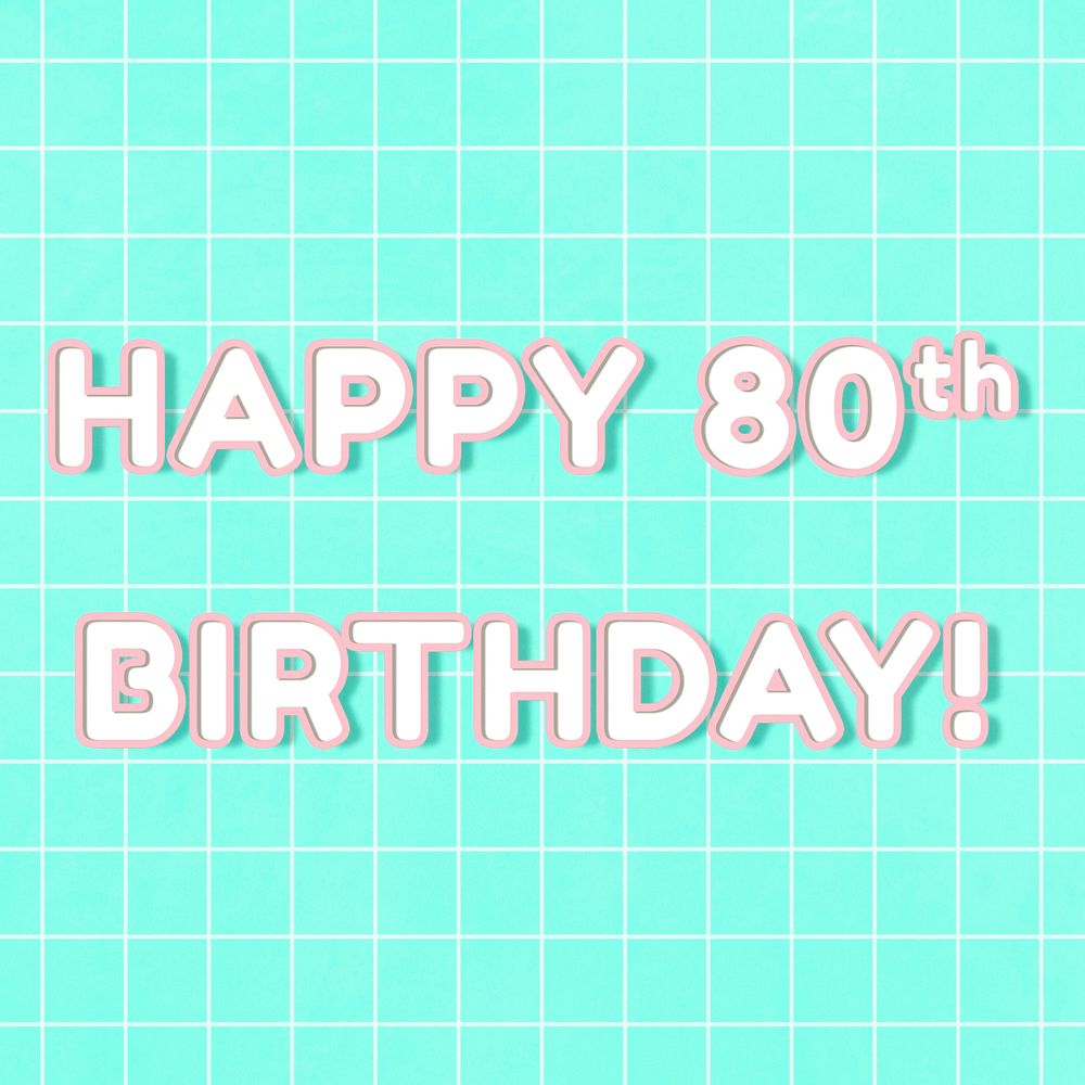 Neon miami happy 80th birthday! word outline typography