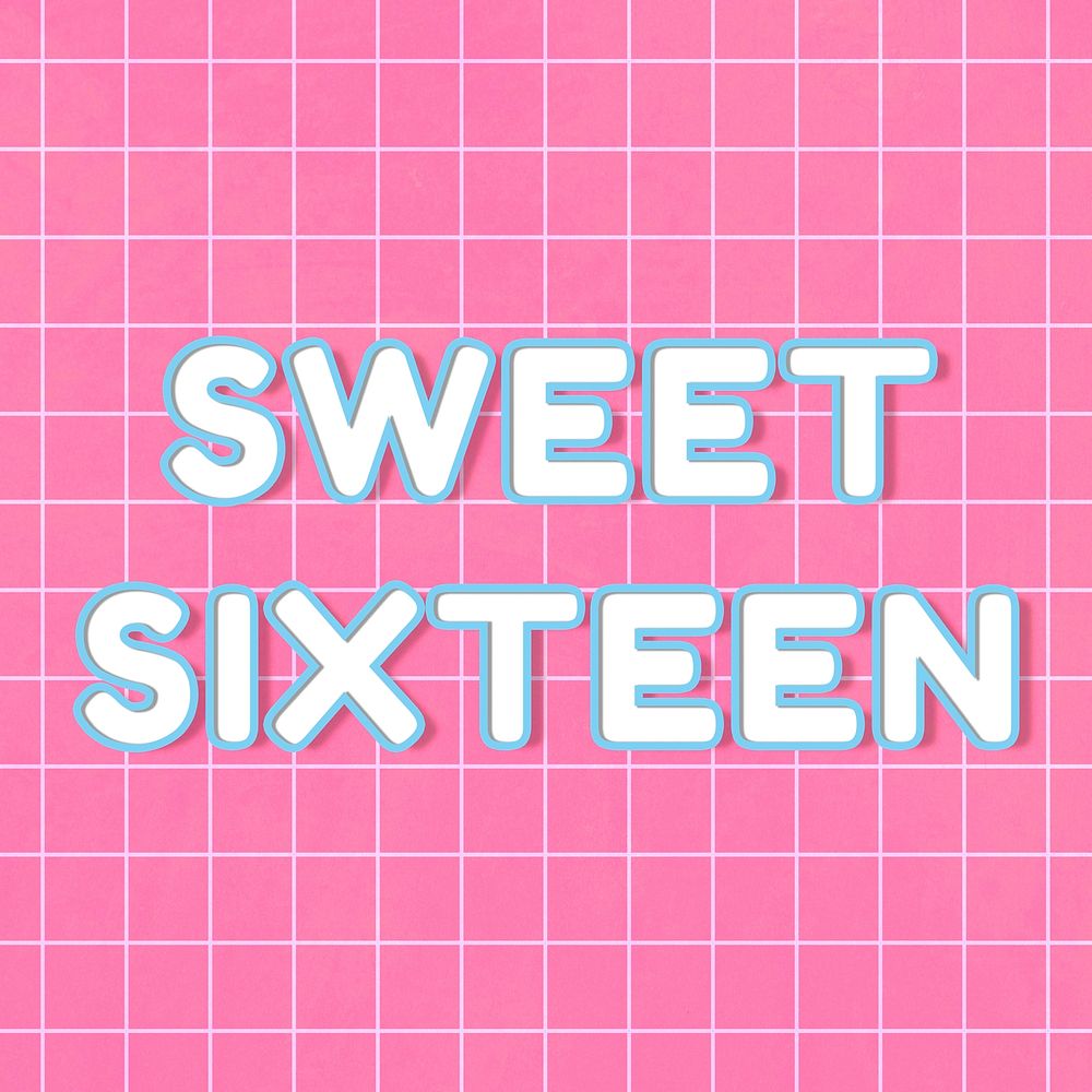 Neon 80’s miami sweet sixteen word word art