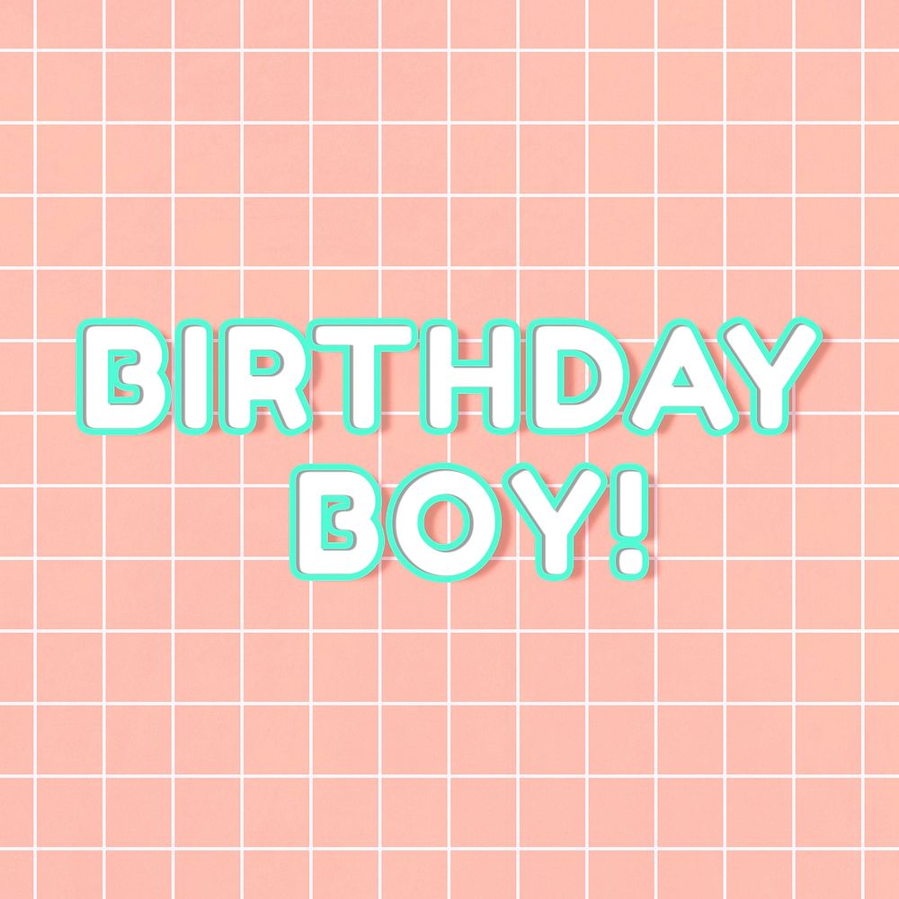 Neon miami 80&rsquo;s birthday boy! png word outline on grid background