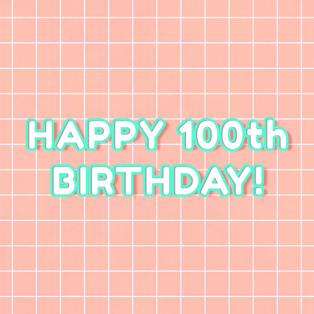 Neon miami happy 100th birthday! 80&rsquo;s word outline typography