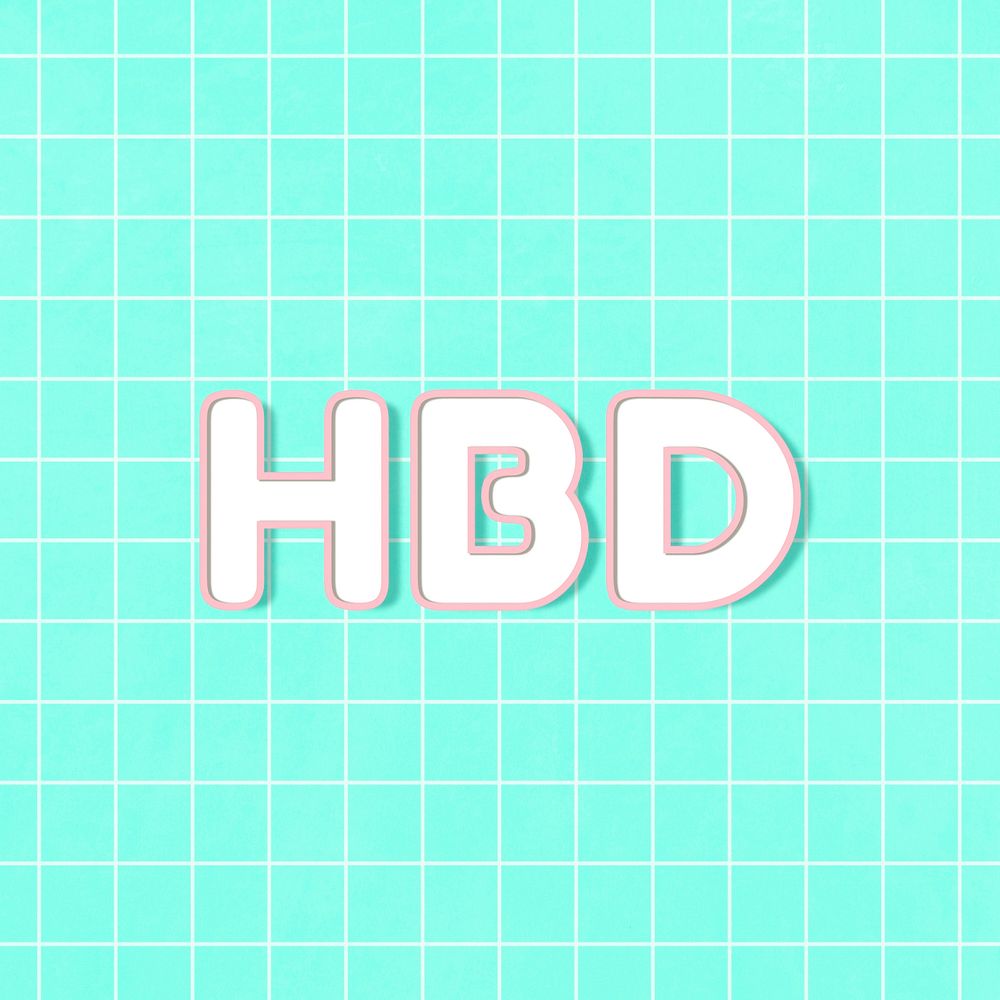 Neon 80&rsquo;s miami hbd word outline typography on grid background