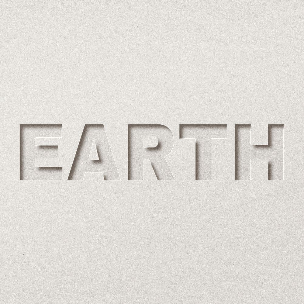 Earth paper cut lettering word art