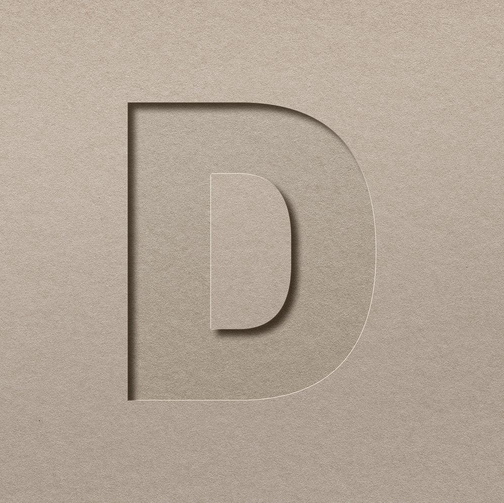 Paper cut texture d letter capital typography