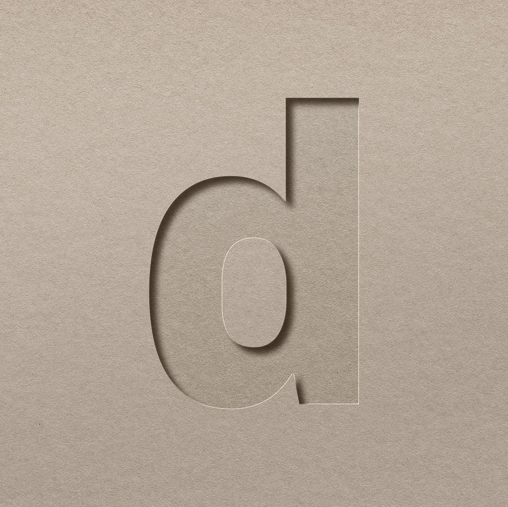 Paper cut lowercase letter d font typography