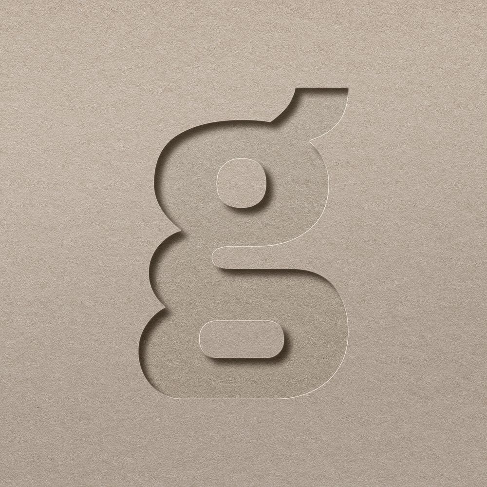 Paper cut texture g letter lowercase typography