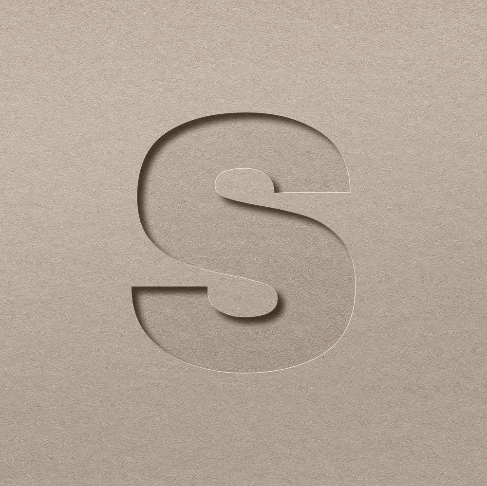 Paper cut texture s letter lowercase typography