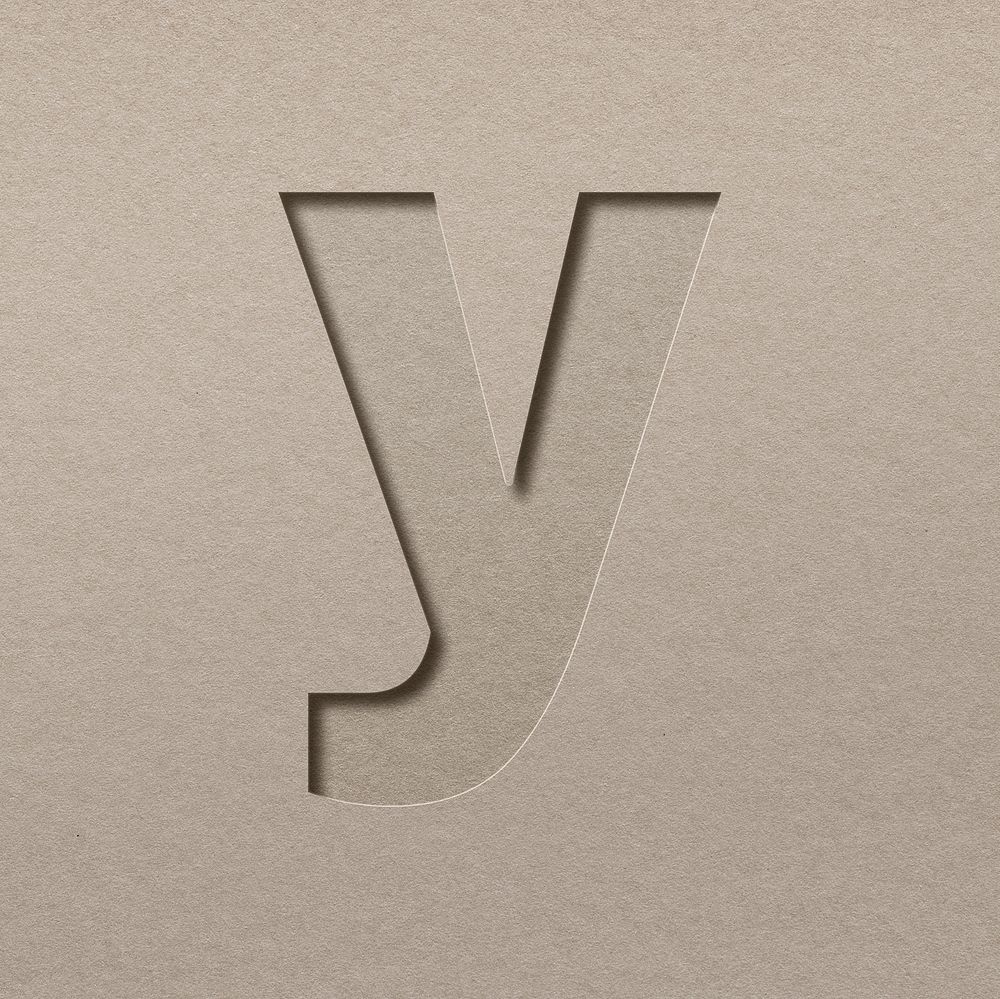 Paper cut lowercase letter y font typography