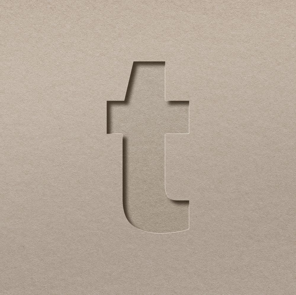 Paper cut lowercase letter t font typography
