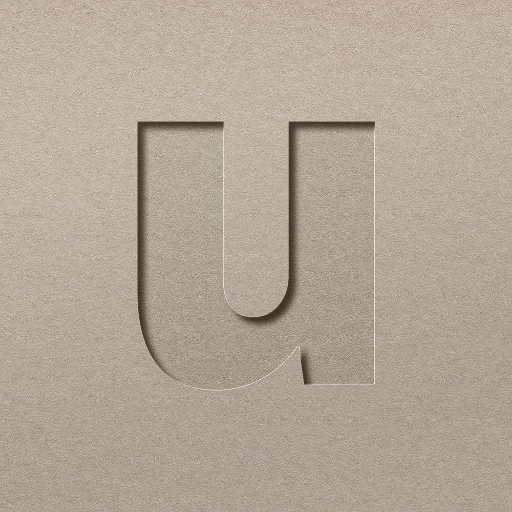 Paper cut texture u letter lowercase typography