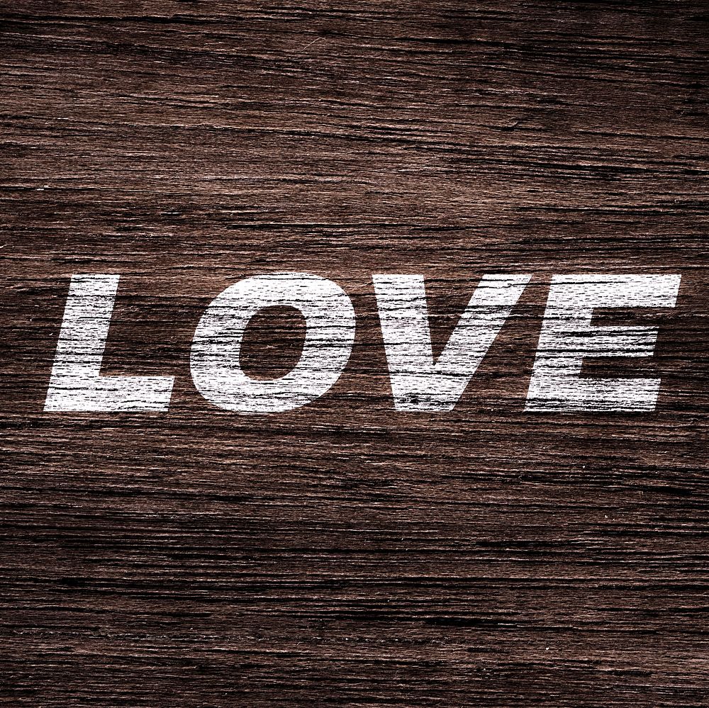 Bold italic love lettering wood texture