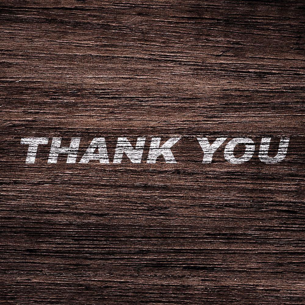 Thank you text typography dark wood texture