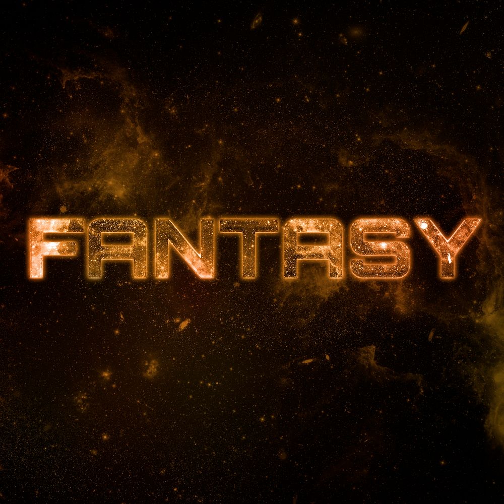 FANTASY text typography brown word on black