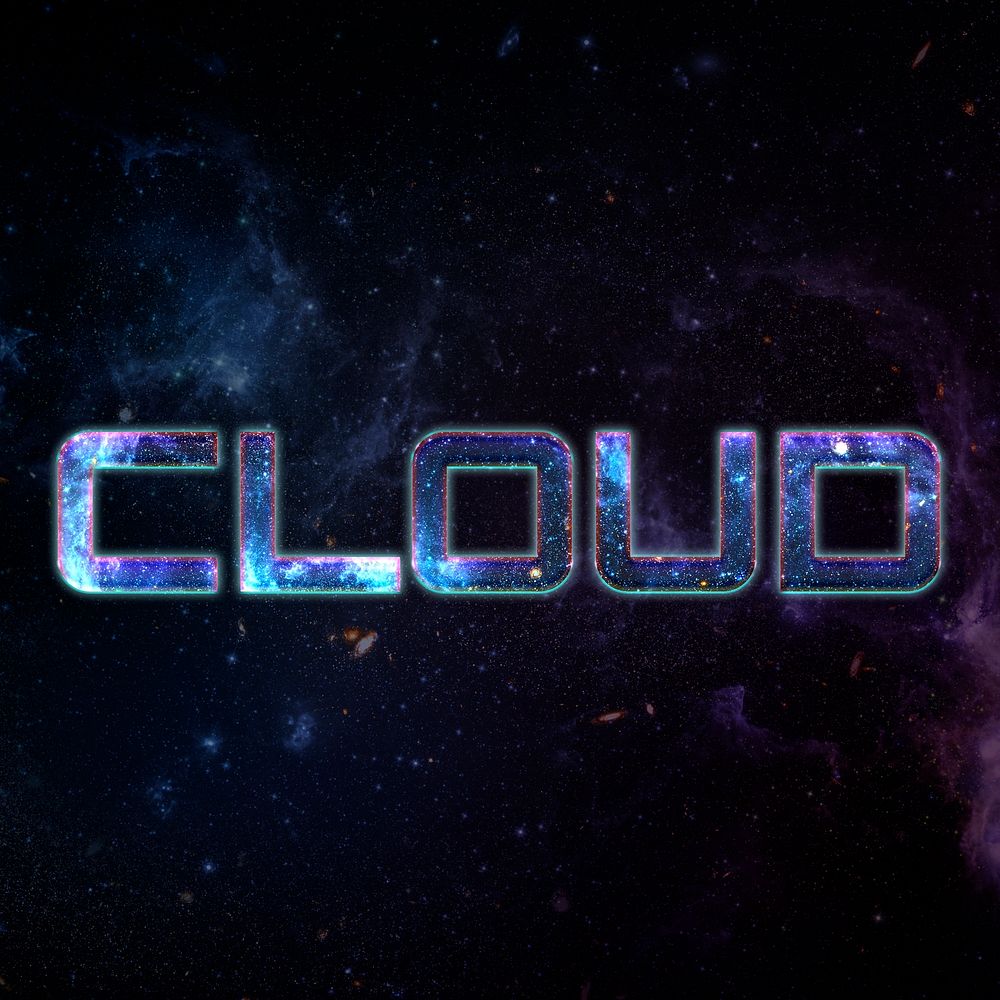 CLOUD word typography text on galaxy background
