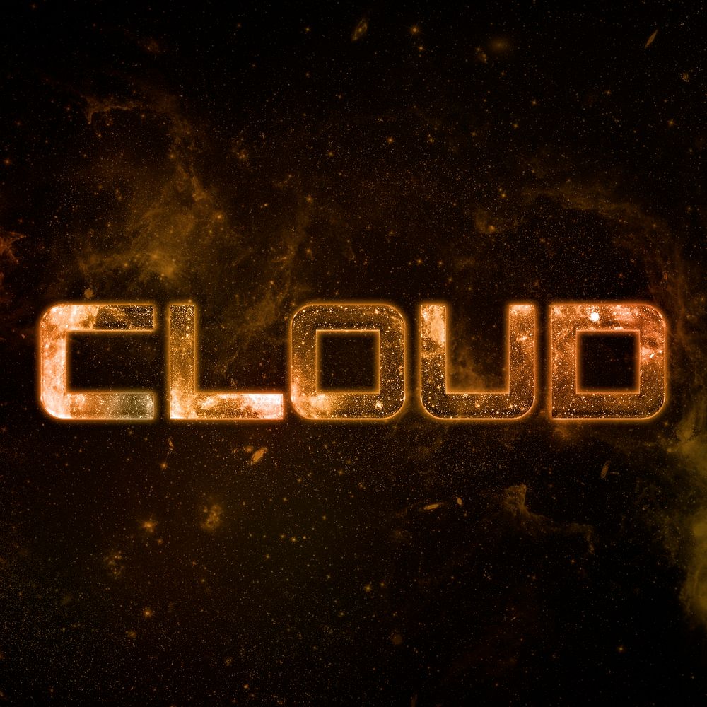 CLOUD text typography brown word on black