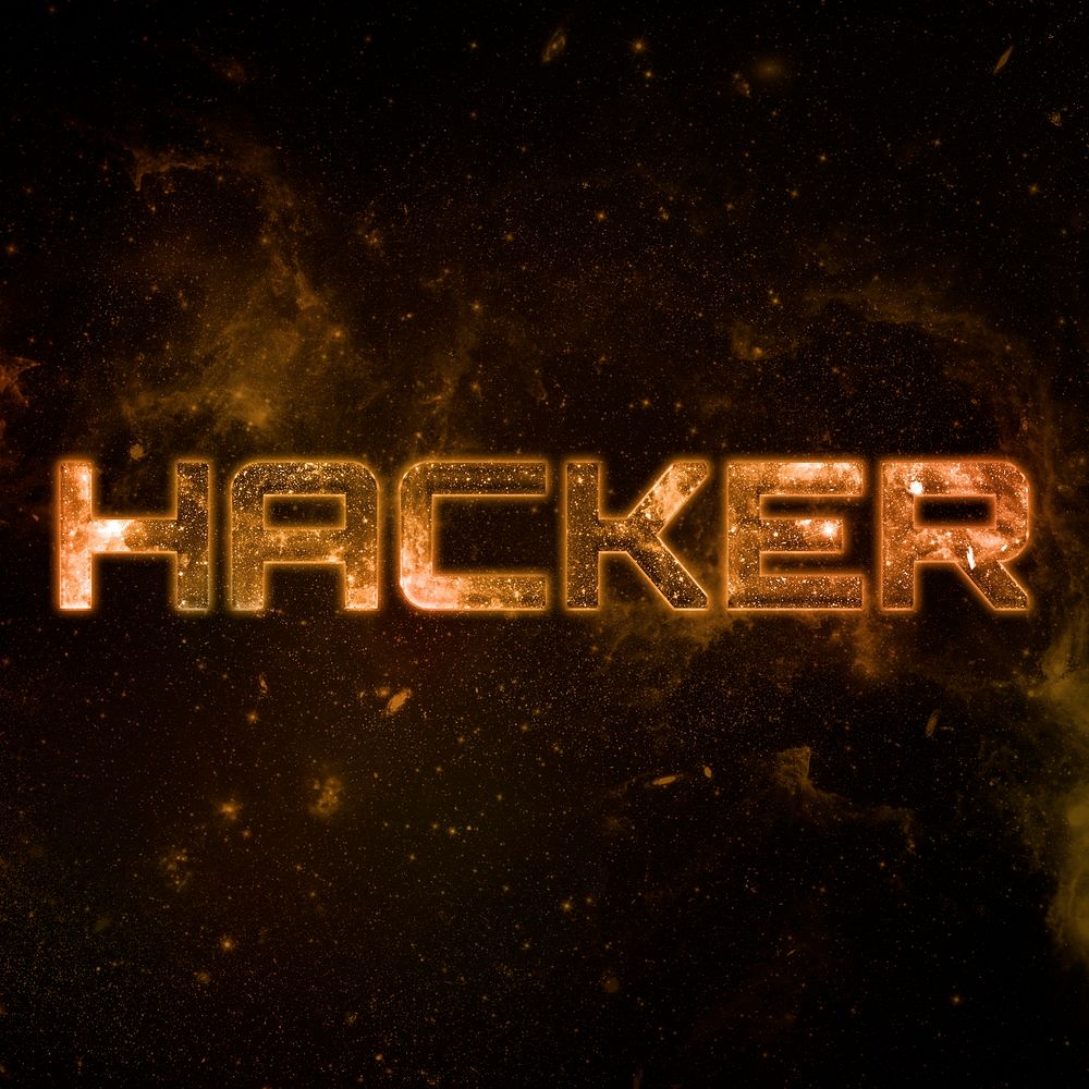 HACKER text typography brown word on black