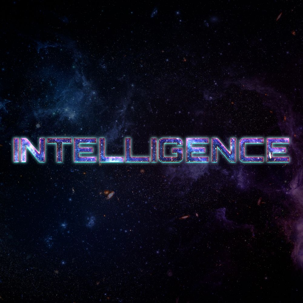 INTELLIGENCE text typography word on galaxy background