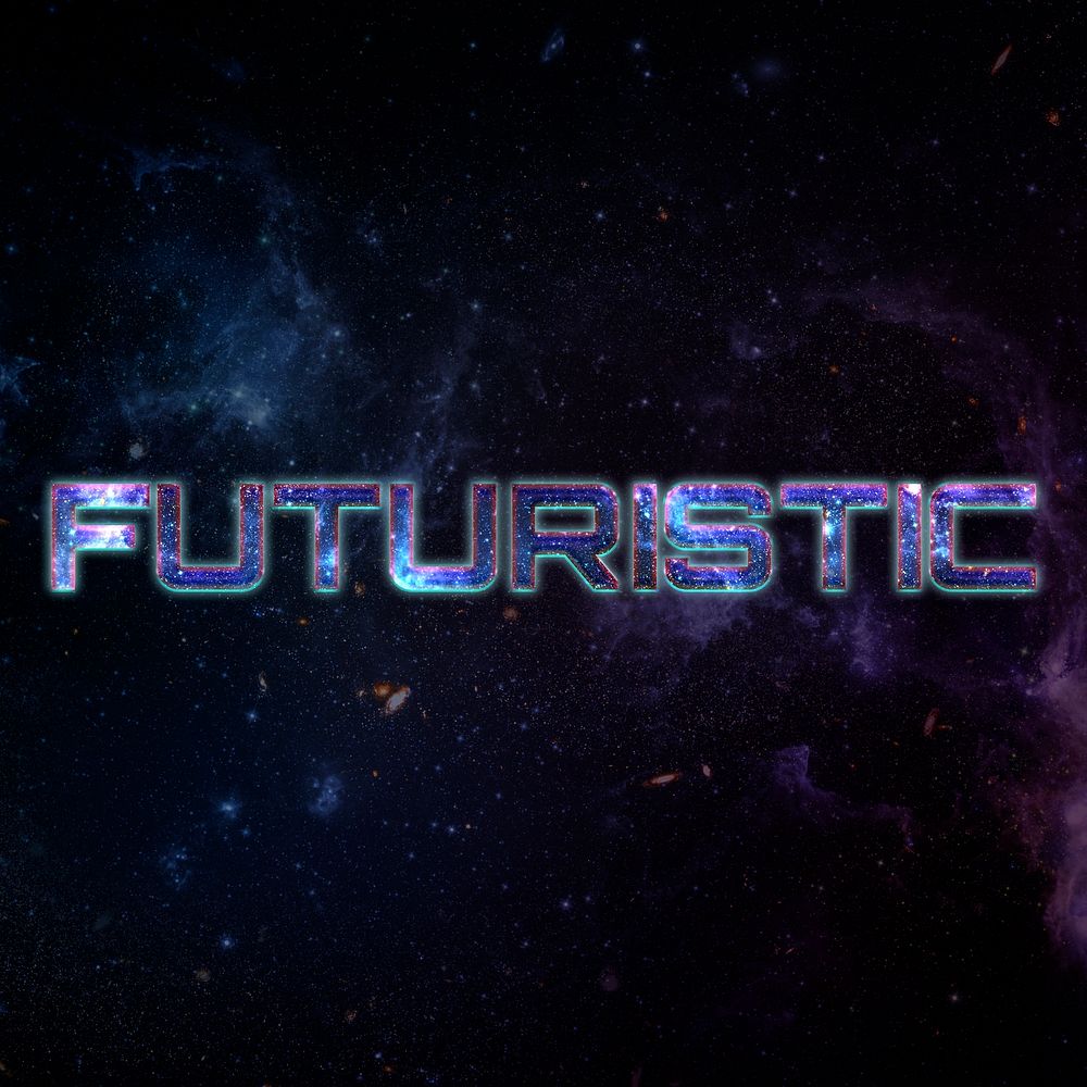 FUTURISTIC text typography word on galaxy background