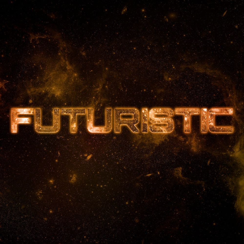 FUTURISTIC text typography brown word on black