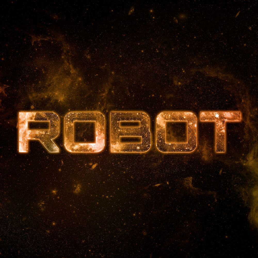 ROBOT text typography brown word on black