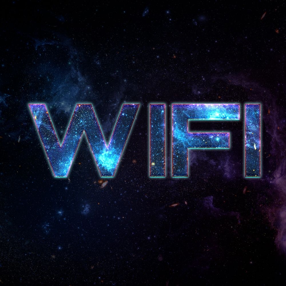 WIFI text typography word on galaxy background