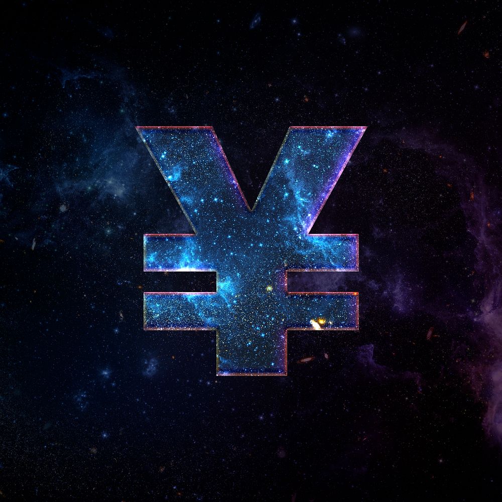 Yen sign psd galaxy effect blue symbol