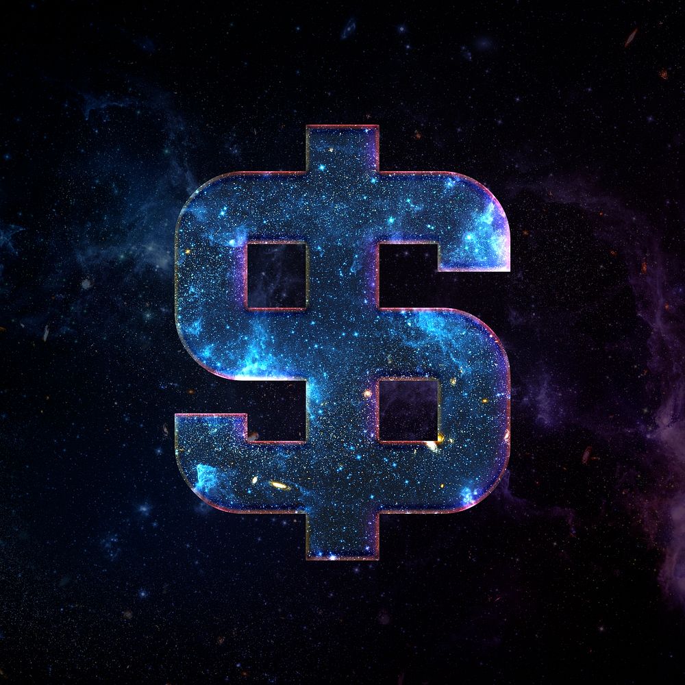 Dollar sign psd space effect blue symbol