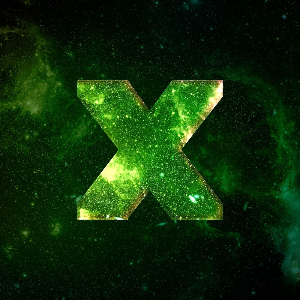 Multiplication sign psd galaxy effect green symbol