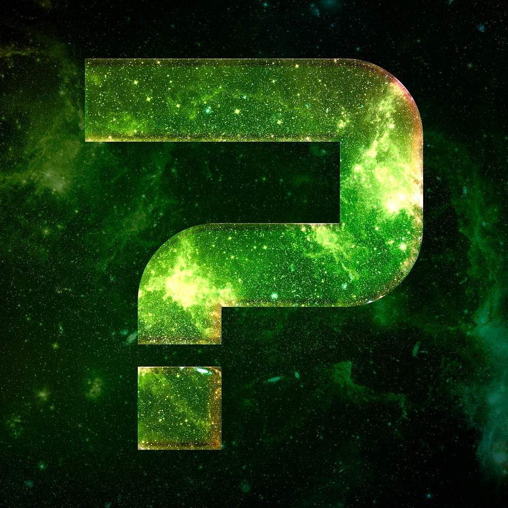 Question mark psd galaxy effect green symbol