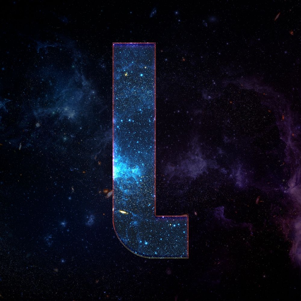 Psd letter l space effect typography blue font