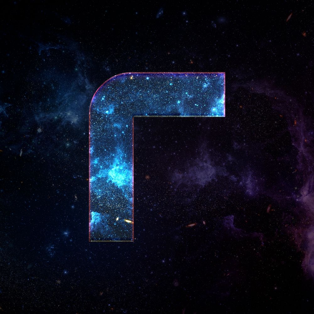 Psd letter r galaxy effect typography blue font