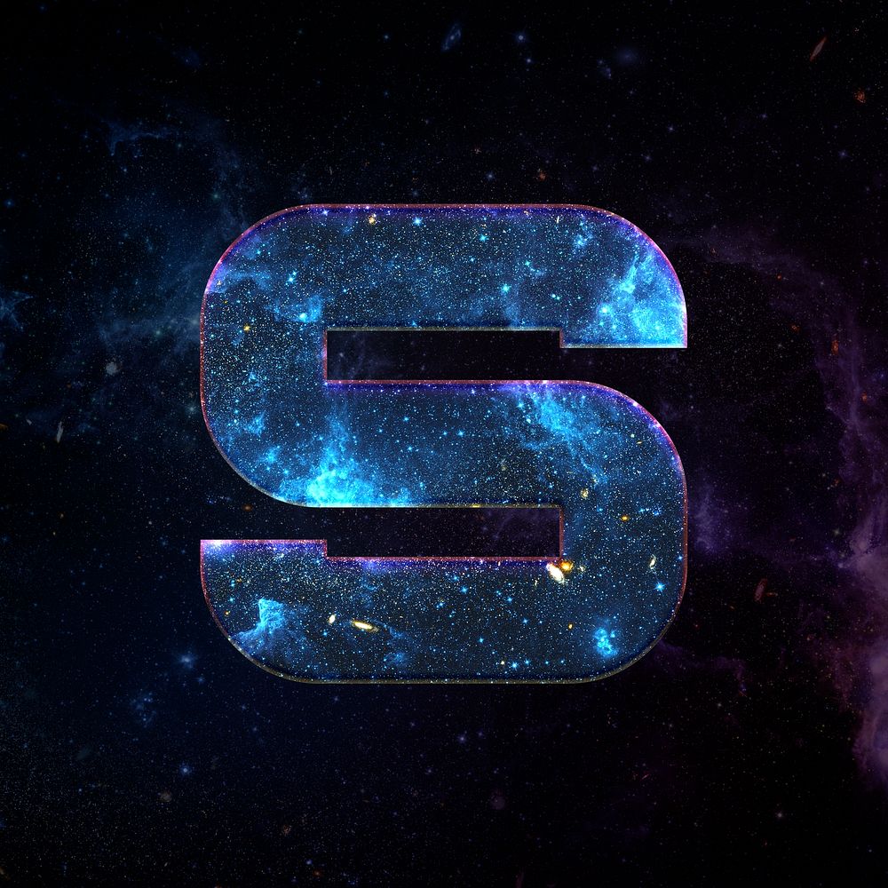 Psd letter s space effect typography blue font