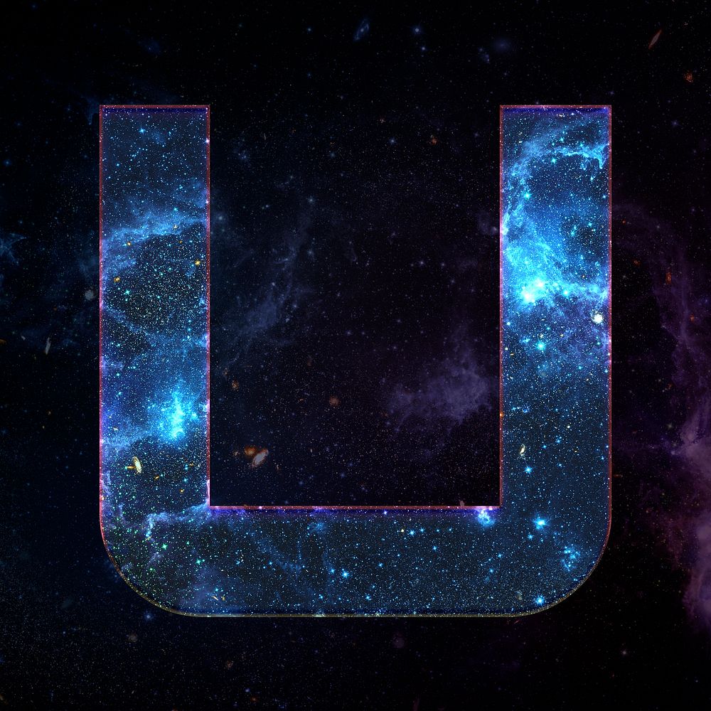 Psd letter u space effect typography blue font