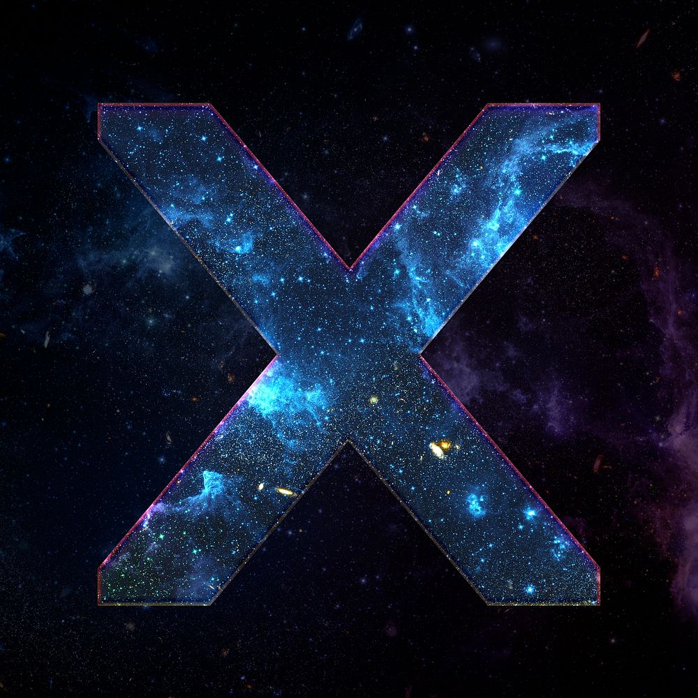 Psd letter x galaxy effect typography blue font